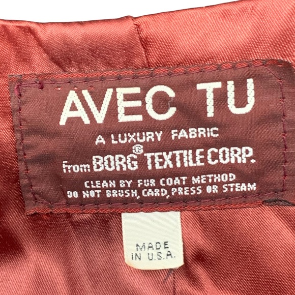 VTG Avec Tu Faux Fur Borg Textile Short Waist Brown Teddy Bear Coat ILGWU USA L - Picture 14 of 16